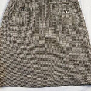 Loft Tan‎ and Black Woven Skirt Gold Threads Front Pockets Size 2 Career Staple